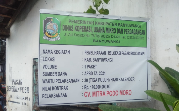 Air Menggenang, Pemeliharaan Relokasi Pasar Rogojampi Agung Sebut Ada Indikasi Korupsi