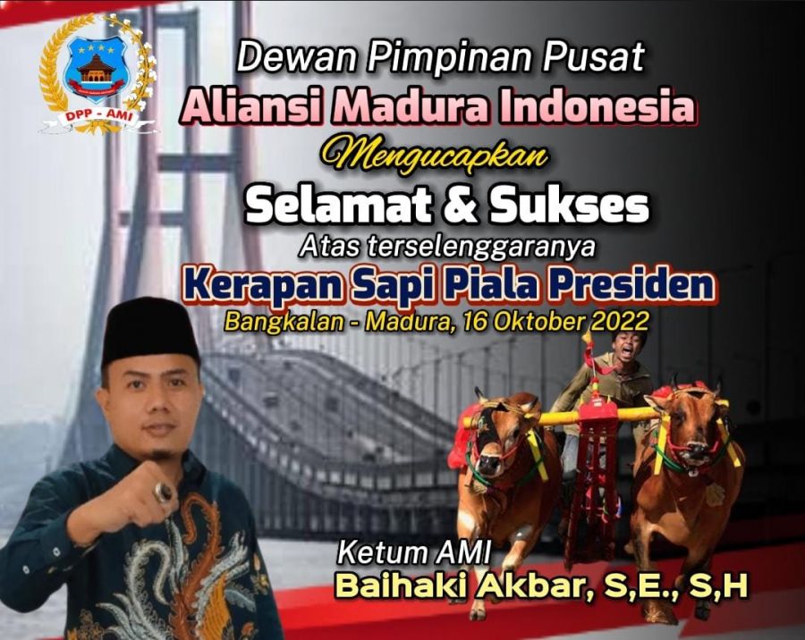 Aliansi Madura Indonesia Bangga Bangkalan Jadi Tuan Rumah Karapan Sapi