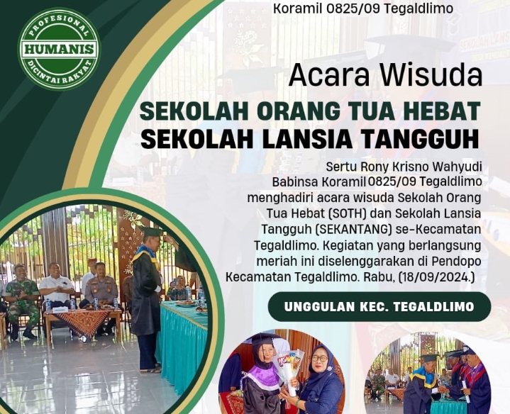 Babinsa Koramil 0825/09 Tegaldlimo, Hadiri Wisuda SOTH dan SELANTANG