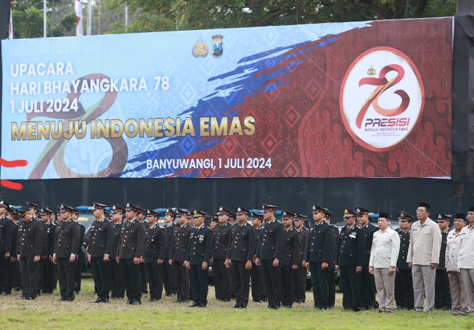 Dihadiri Bupati Banyuwangi Ipuk Fiestiandani, Polresta Gelar Upacara Hari Bhayangkara 