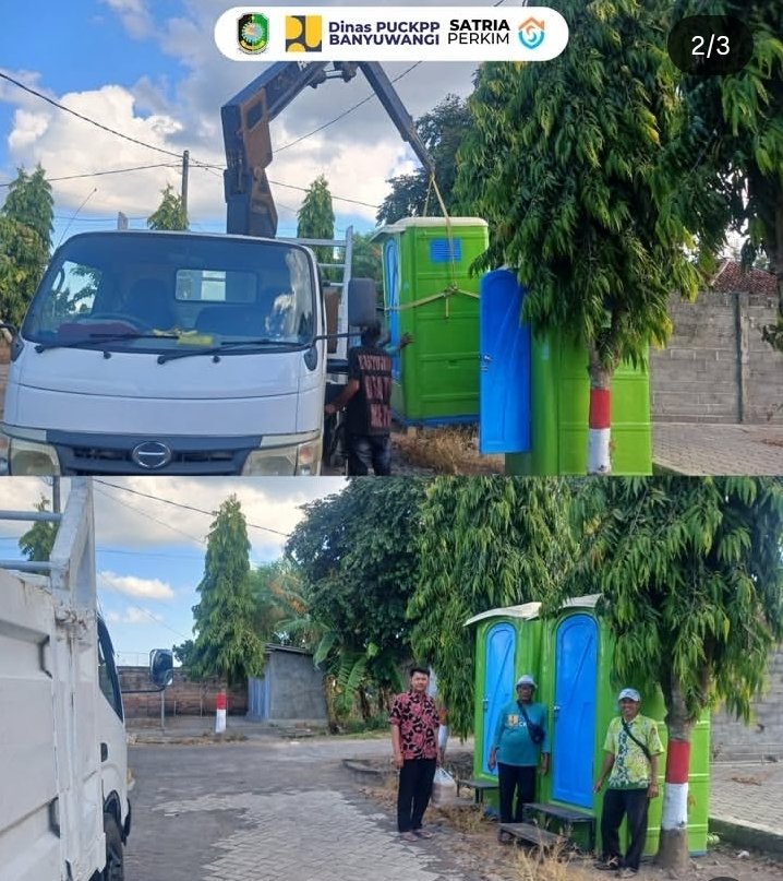 DPUCKPP Siapkan Toilet Portabel untuk Festival Padangulan di Lapangan Desa Kedungasri Banyuwangi 