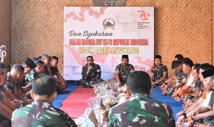 Kodim 0825/Banyuwangi Laksanakan Syukuran Dalam Rangka Sambut HUT Ke-79 Kemerdekaan RI
