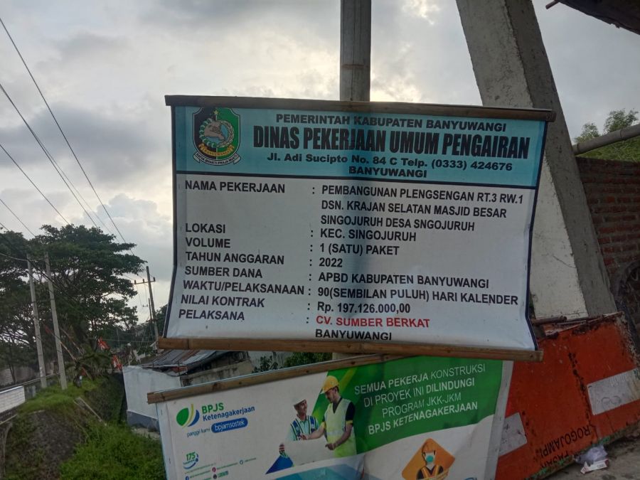 Pembangunan Plengsengan Singojuruh Tahap Perbaikan, Anggaran Pemerintah Diduga Terbuang Sia-Sia
