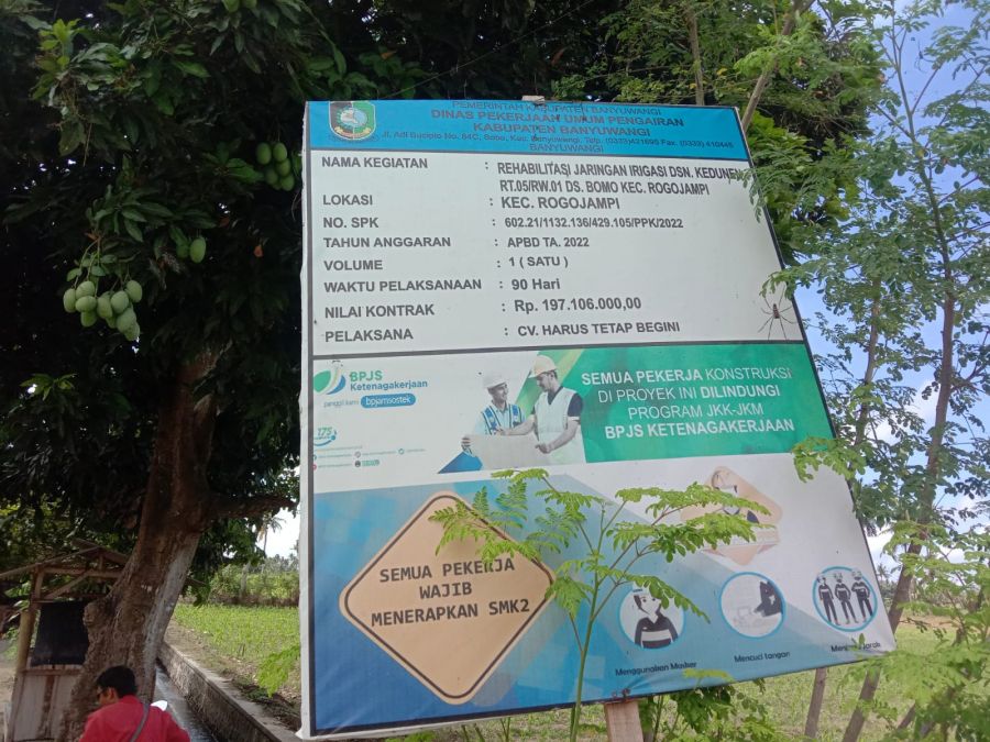 Pembangunan Rehabilitasi Jaringan Irigasi di Desa Kedunen, Warga sekitar Merasa Puas. 