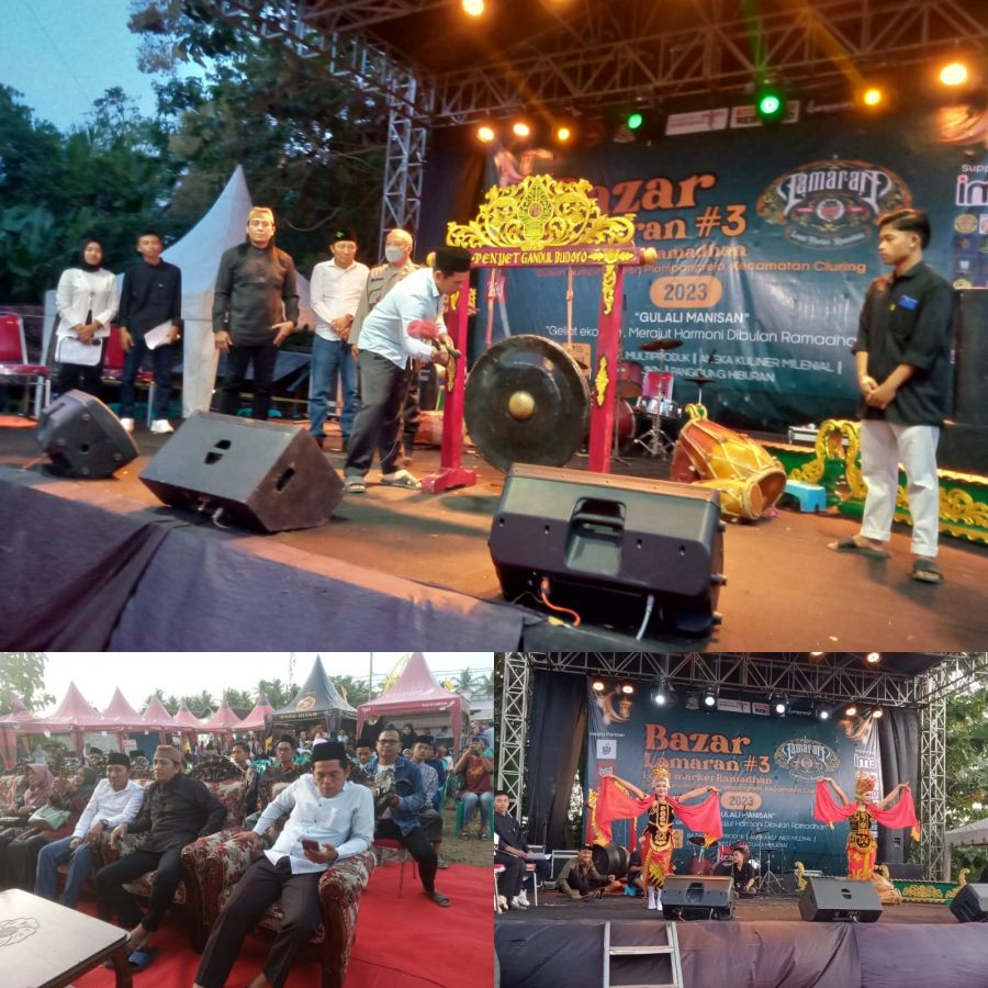 Pemukulan Gong Oleh Kepala Desa Plampangrejo Tanda Dibukanya Bazar Ramadan
