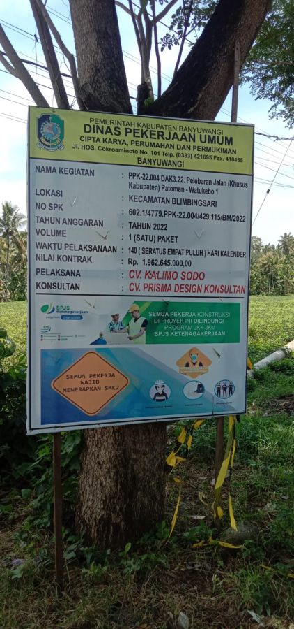 Proyek Pelebaran Jalan (Khusus) Patoman-Watukebo Butuh Pengawasan Dinas Terkait
