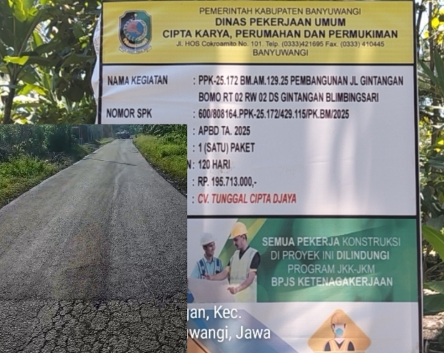 Rehabilitasi Jalan di Desa Gombolirang Banyuwangi Diduga Asal Jadi Demi Keuntungan Pribadi
